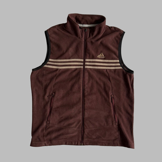 Y2K Adidas Three Stripe Fleece Vest - L