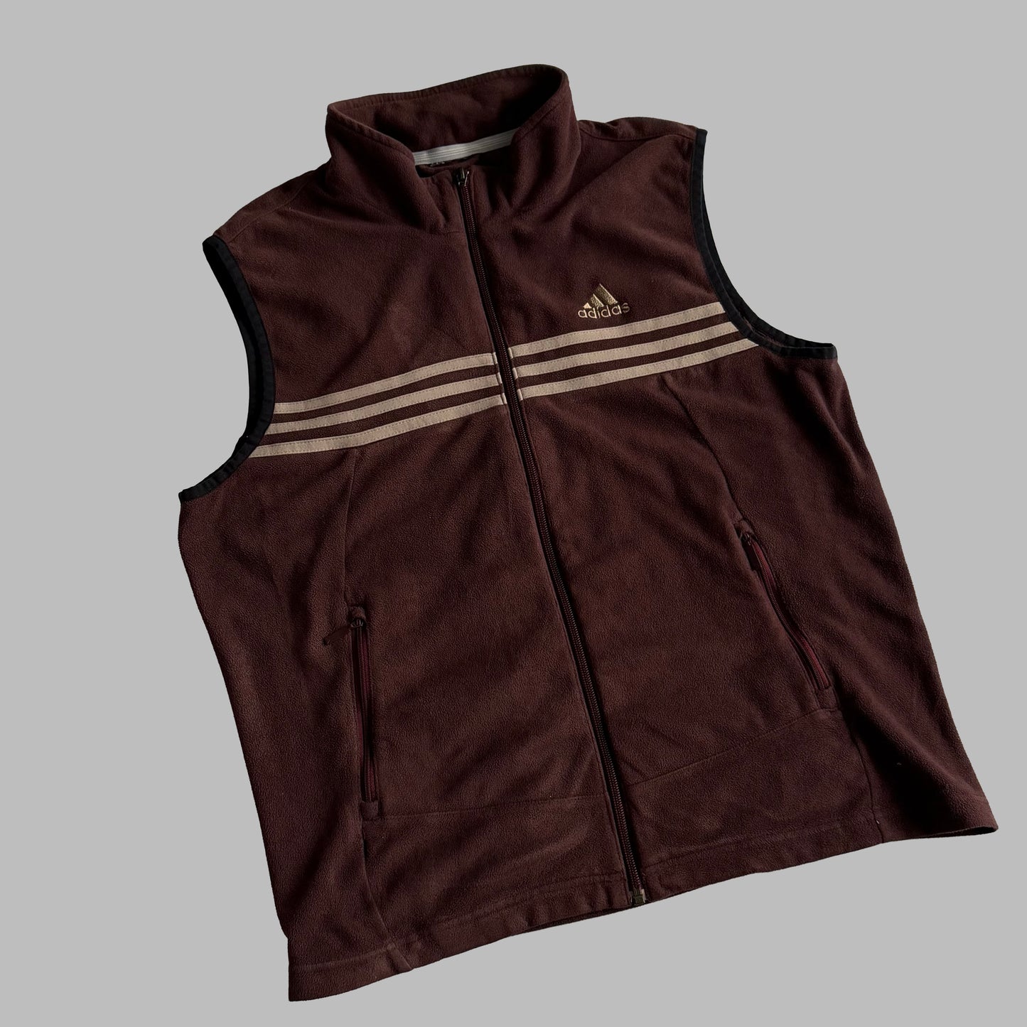 Y2K Adidas Three Stripe Fleece Vest - L