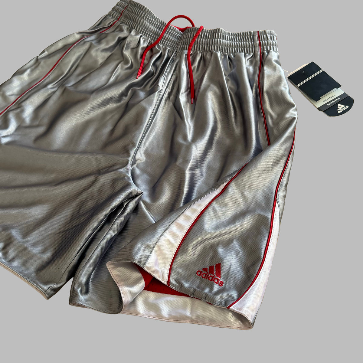 Y2K Adidas Three Stripe Reversible Heavyweight Basketball Shorts - M