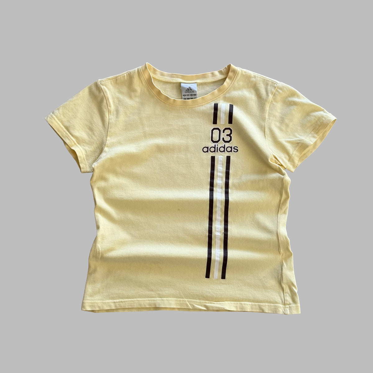 Y2K Adidas Spell Out Three Stripe Baby Tee - S