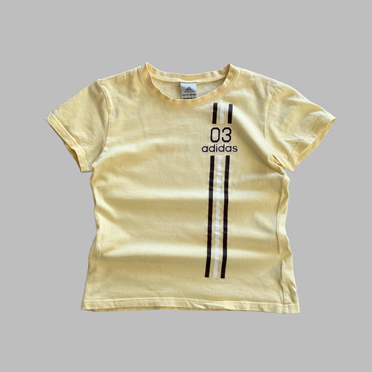 Y2K Adidas Spell Out Three Stripe Baby Tee - S