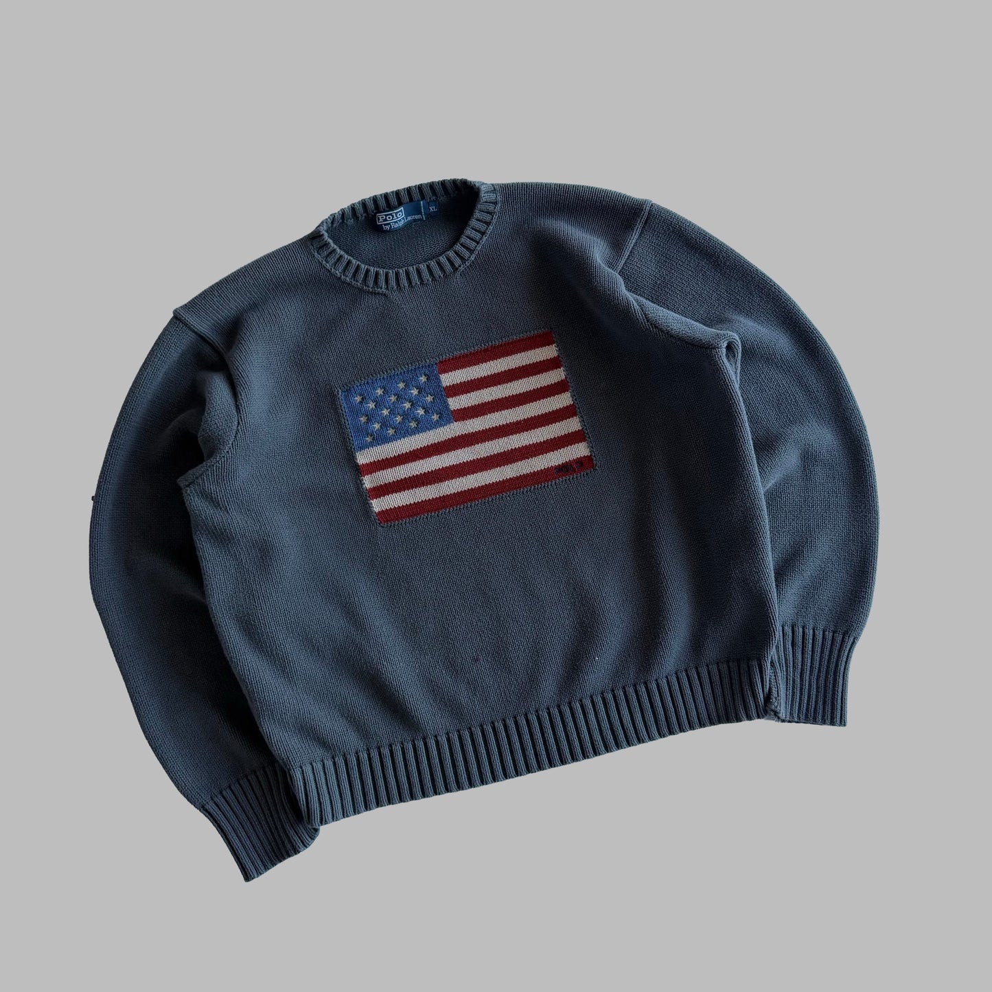 90s Polo Ralph Lauren Flag Heavy Knit - XL