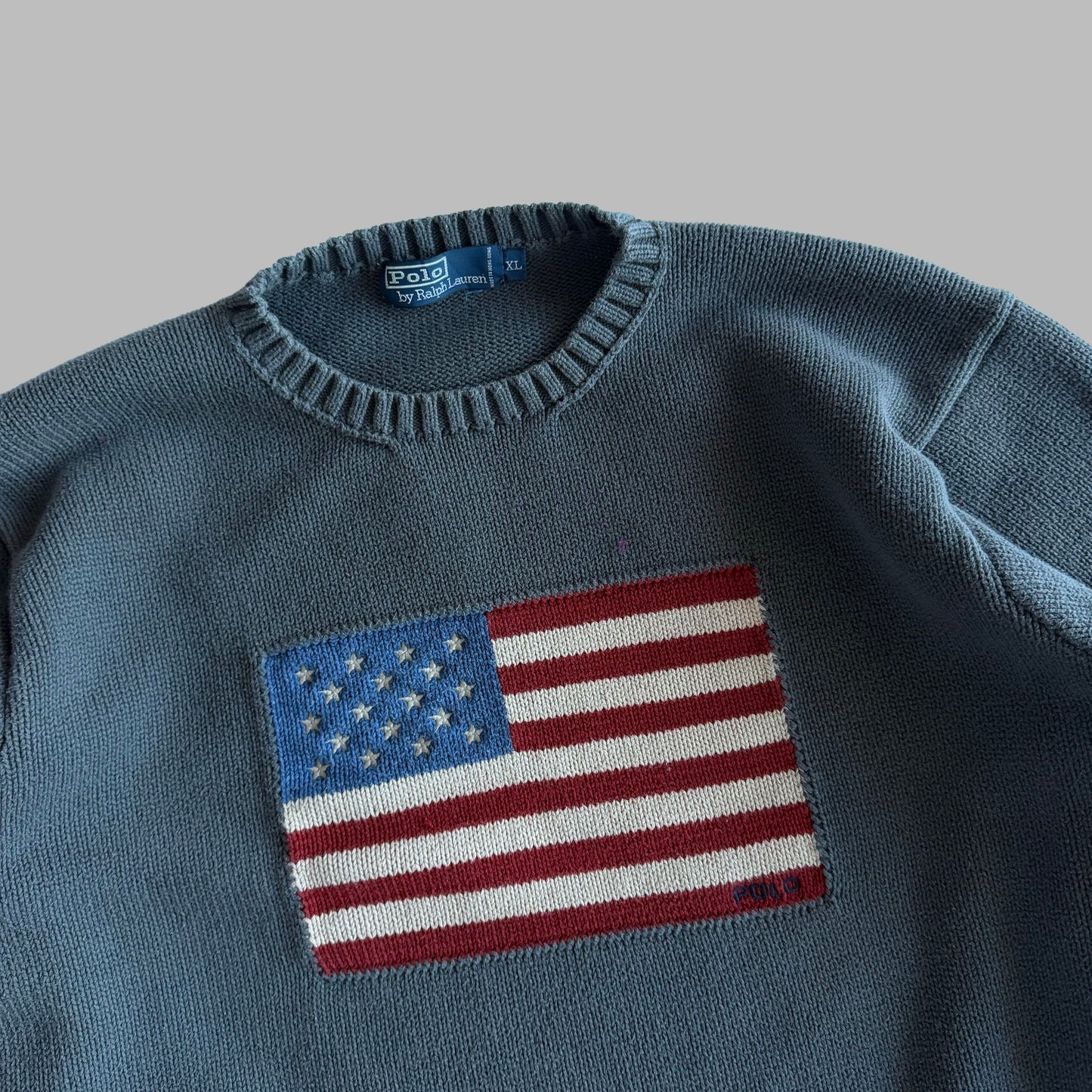 90s Polo Ralph Lauren Flag Heavy Knit - XL