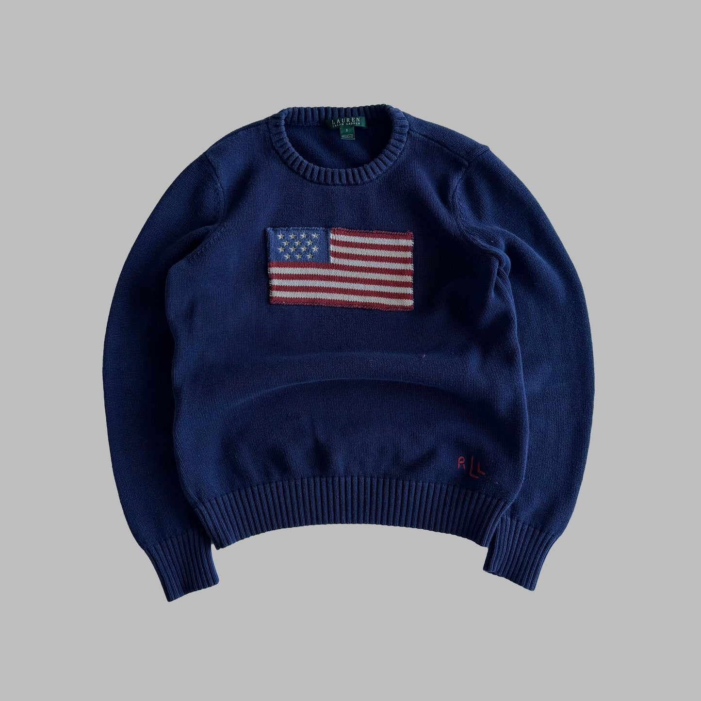 Y2K Polo Ralph Lauren Flag Heavy Knit - S