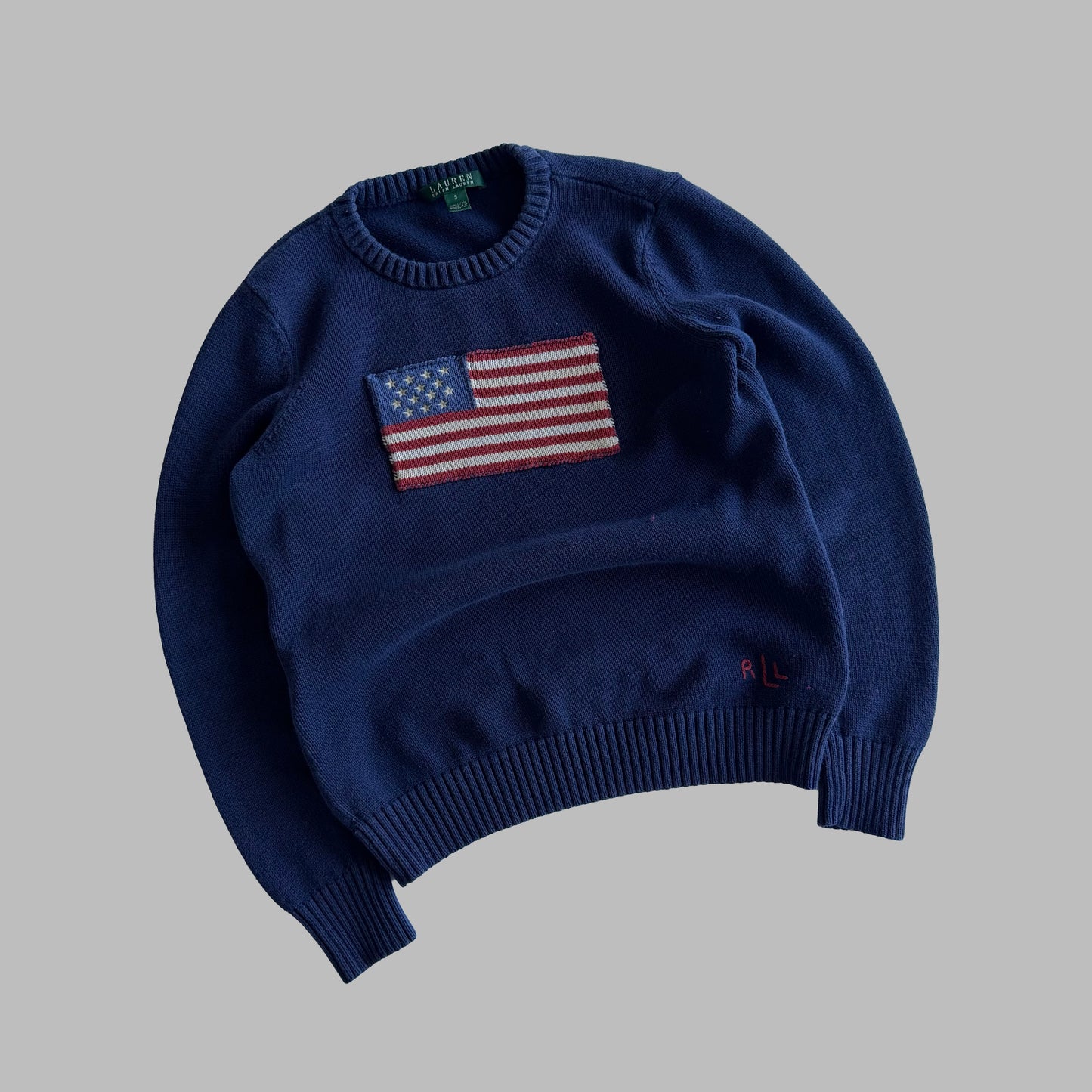 Y2K Polo Ralph Lauren Flag Heavy Knit - S