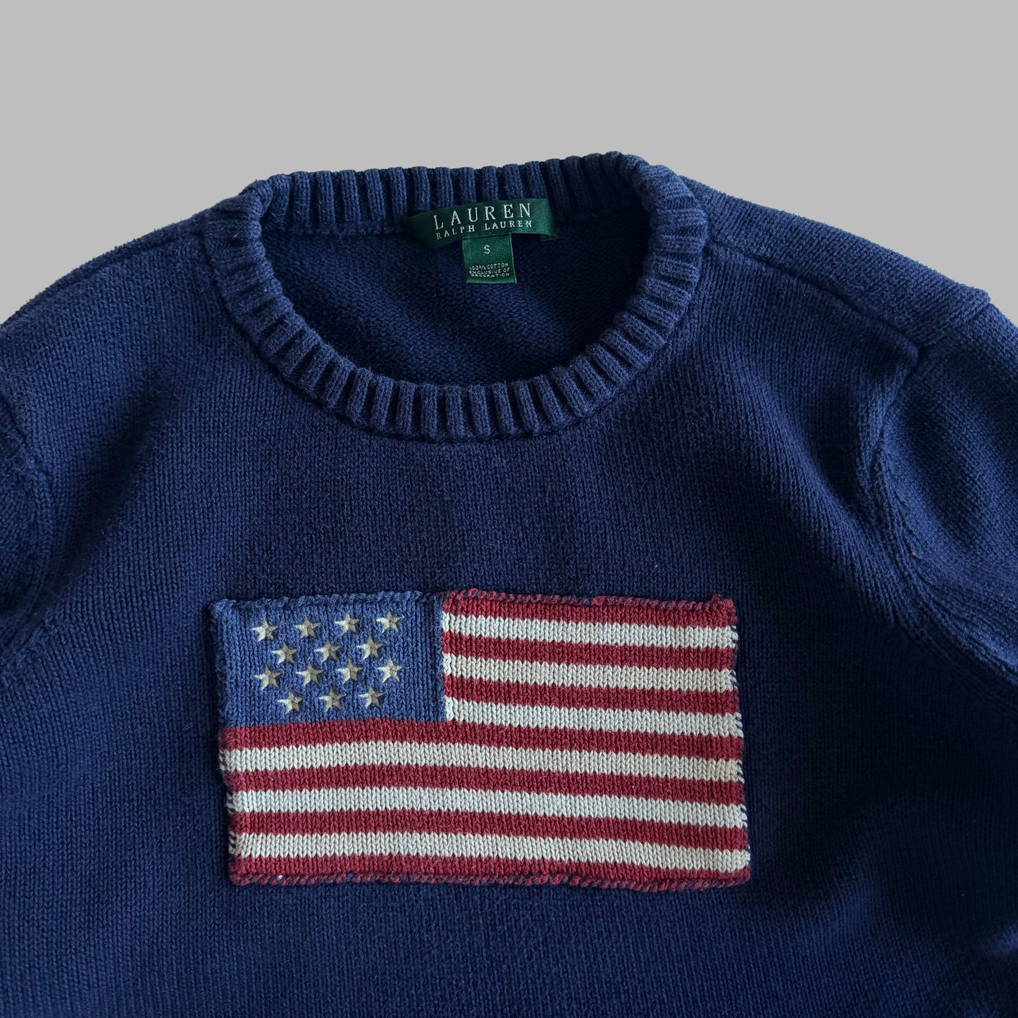 Y2K Polo Ralph Lauren Flag Heavy Knit - S