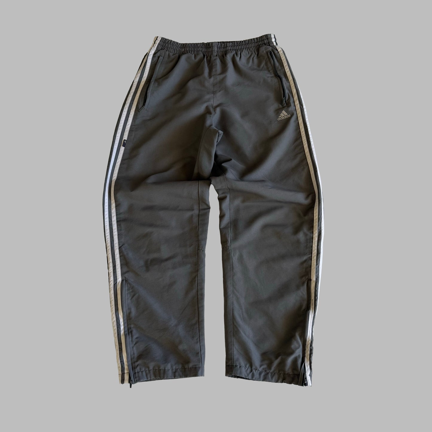 Y2K Adidas Three Stripe Wide Leg Track Pants - S