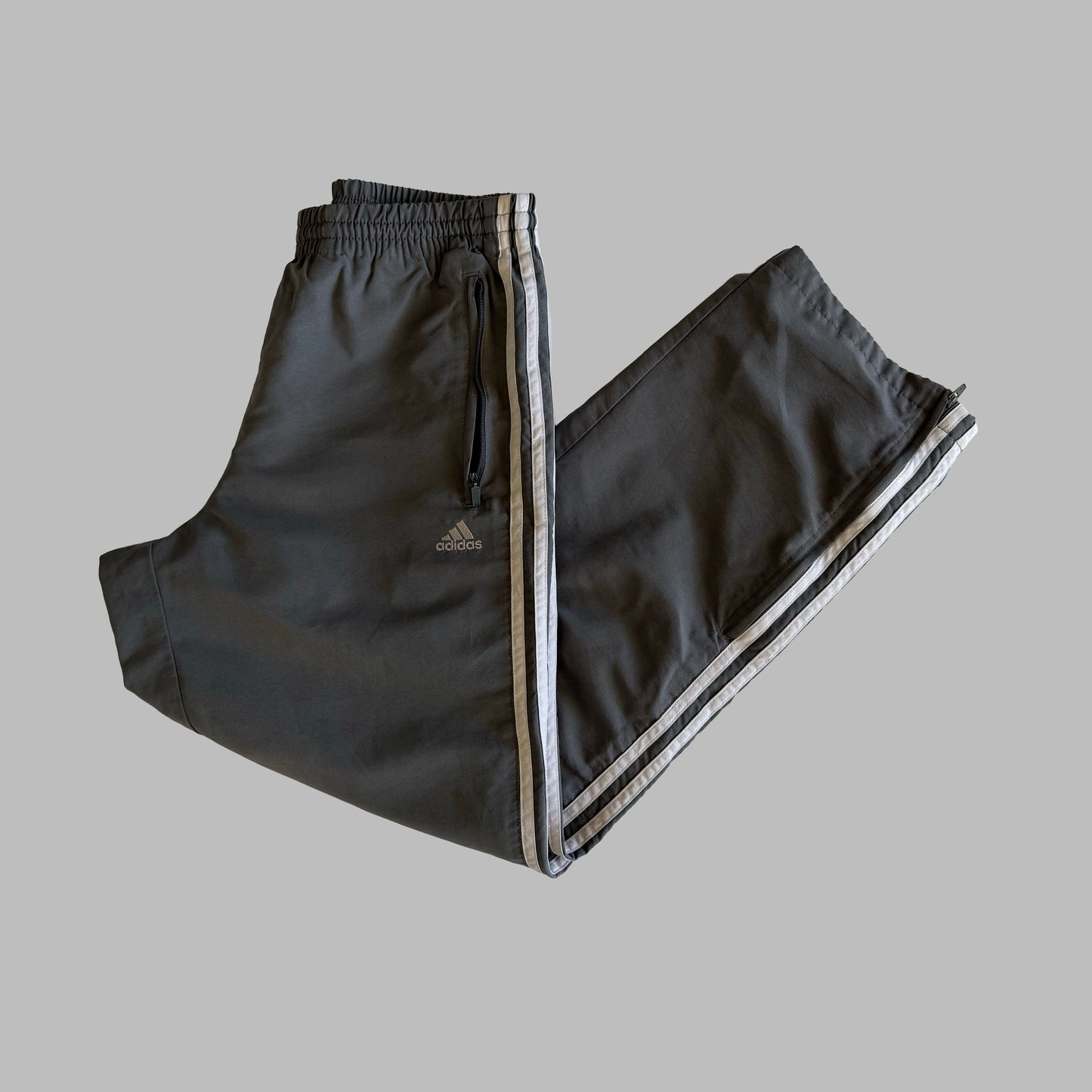 Y2K Adidas Three Stripe Wide Leg Track Pants - S