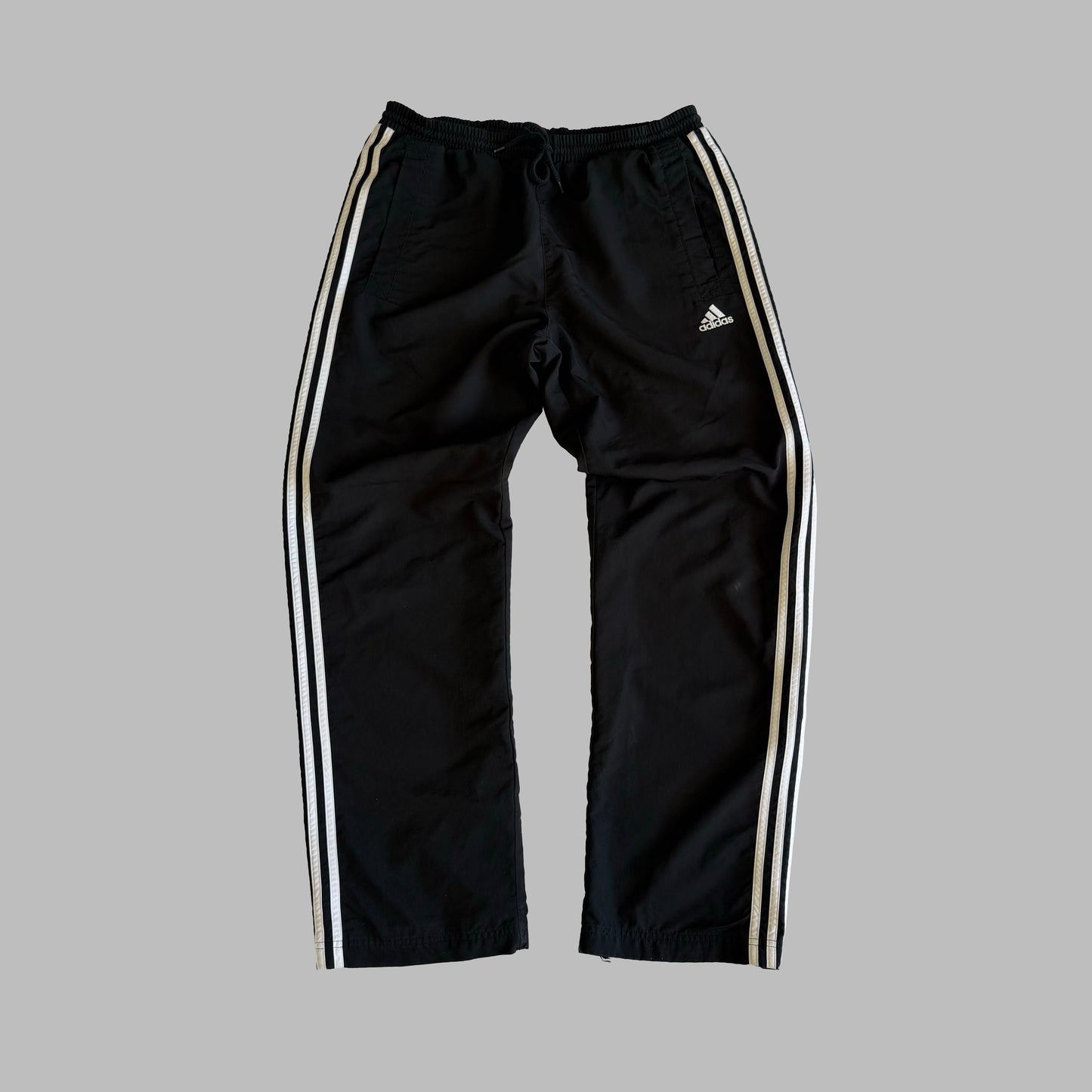 Y2K Adidas Three Stripe Wide Leg Track Pants - M