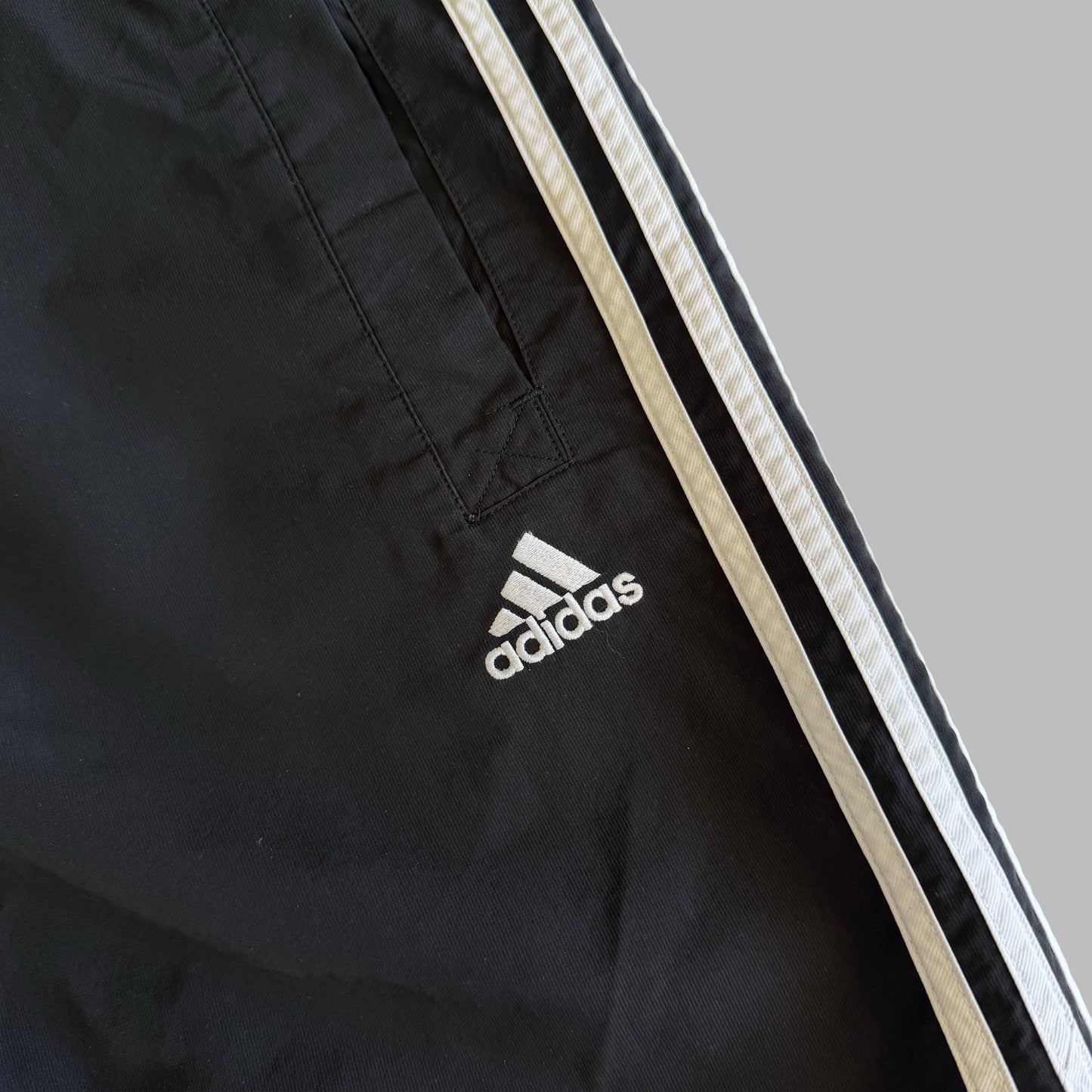 Y2K Adidas Three Stripe Wide Leg Track Pants - M