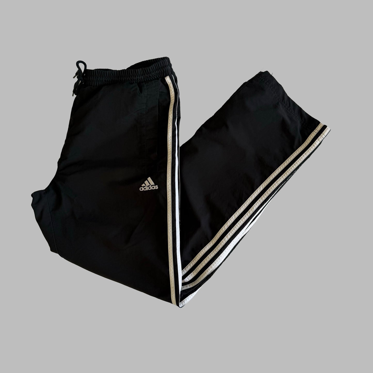 Y2K Adidas Three Stripe Wide Leg Track Pants - M