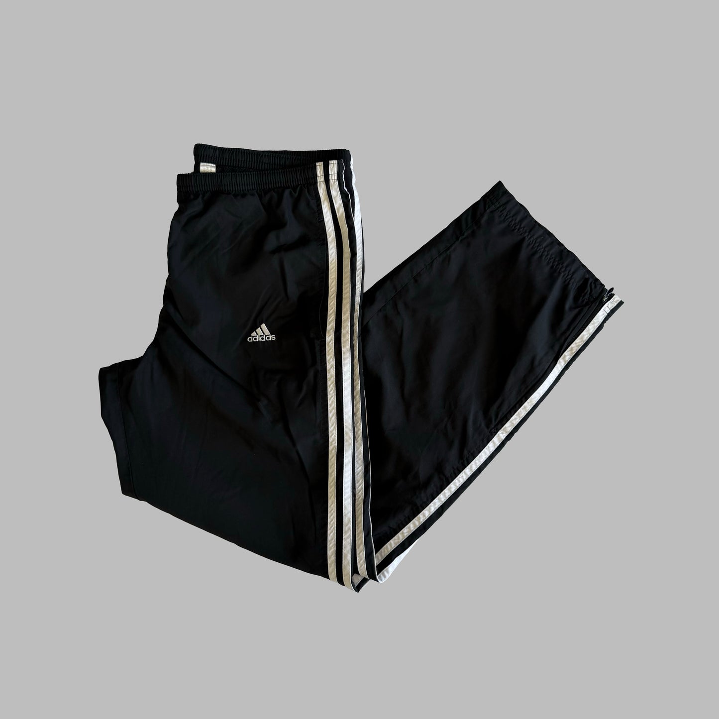 Y2K Adidas Three Stripe Baggy Track Pants - S