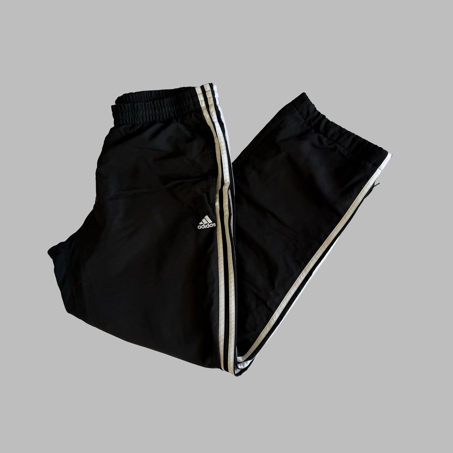Y2K Adidas Three Stripe Wide Leg Track Pants - L