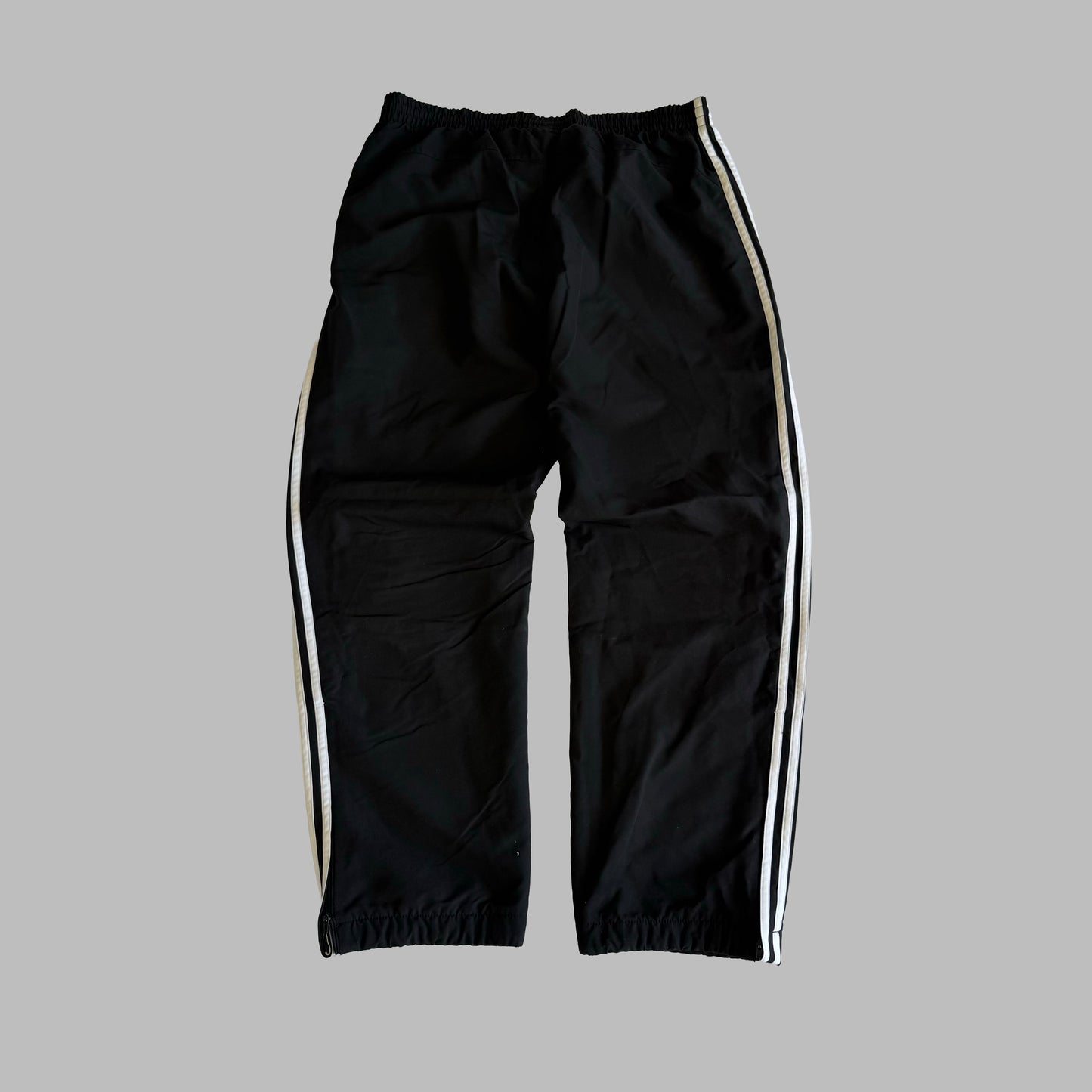 Y2K Adidas Three Stripe Wide Leg Track Pants - L