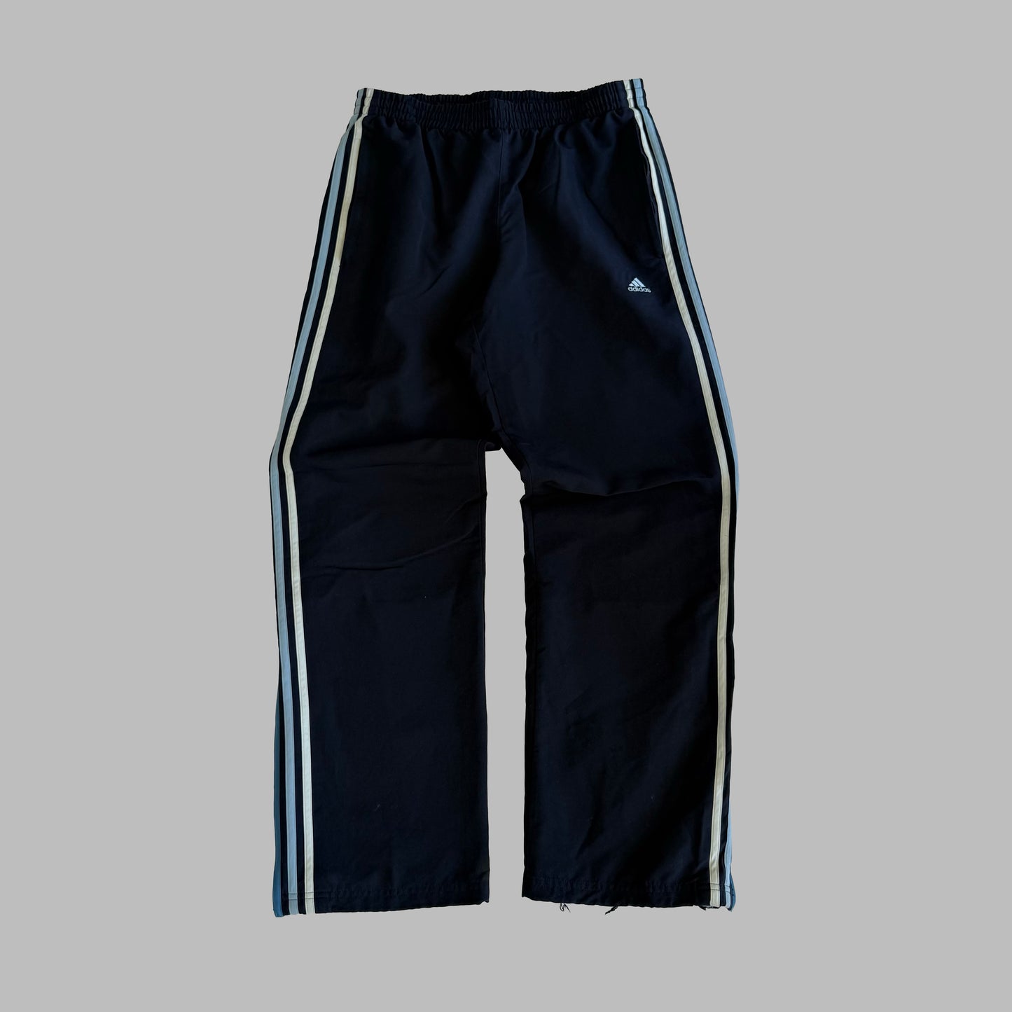 Y2K Adidas Three Stripe Wide Leg Track Pants - M
