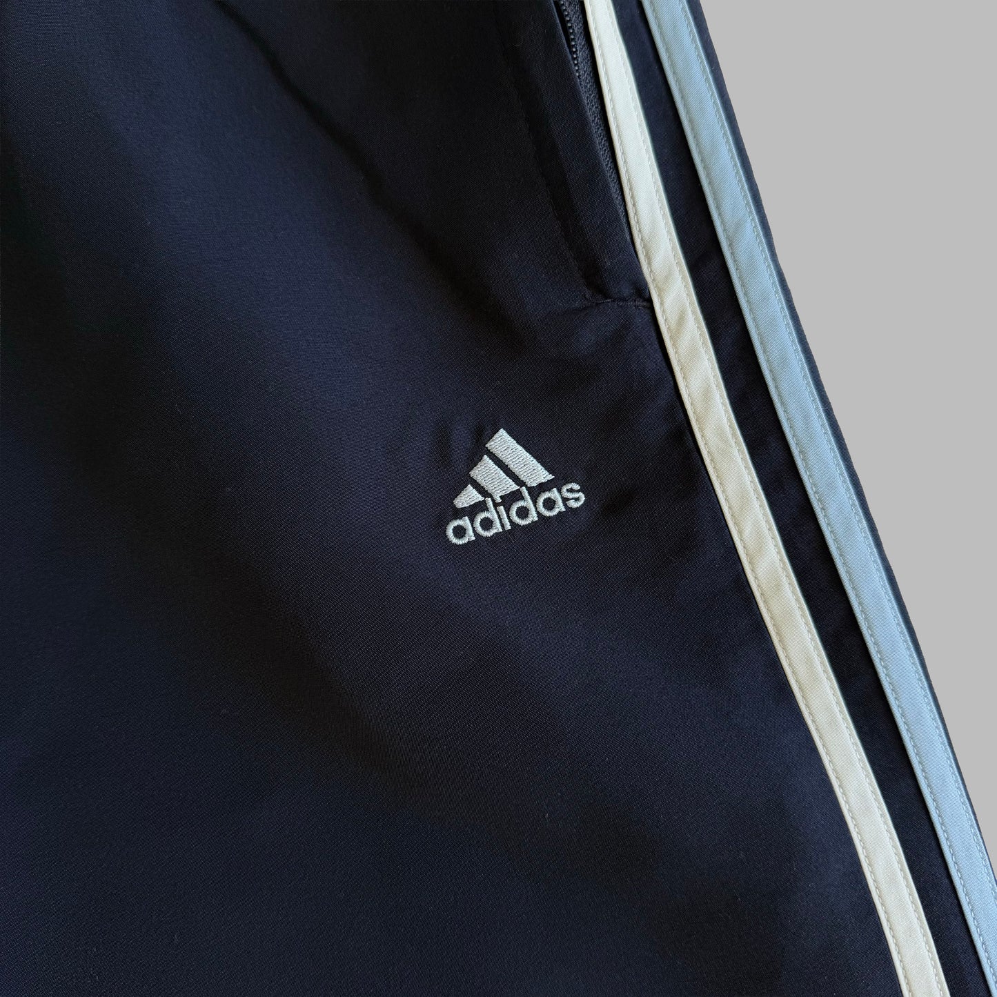 Y2K Adidas Three Stripe Wide Leg Track Pants - M