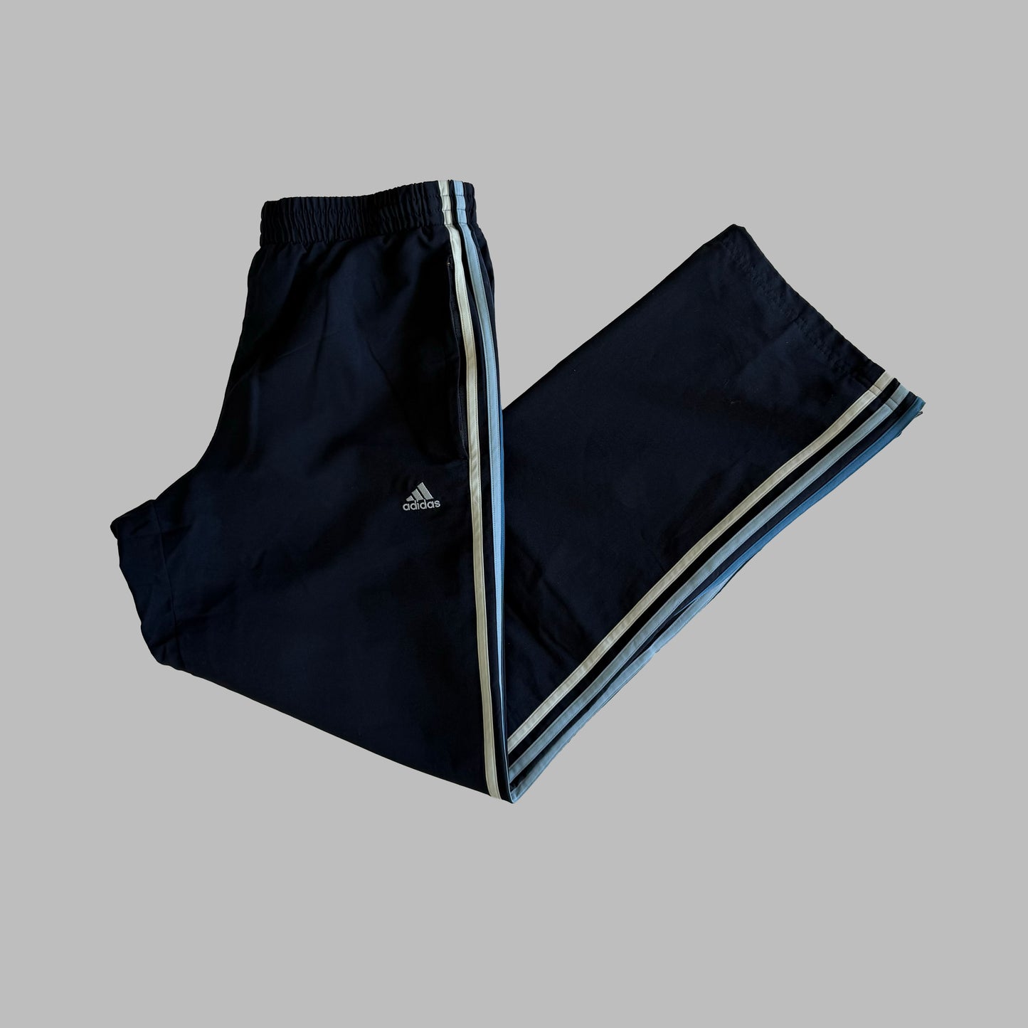 Y2K Adidas Three Stripe Wide Leg Track Pants - M