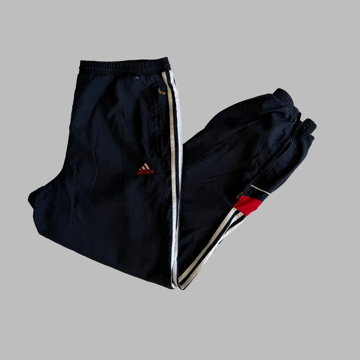 Y2K Adidas Three Stripe Baggy Track Pants - XL