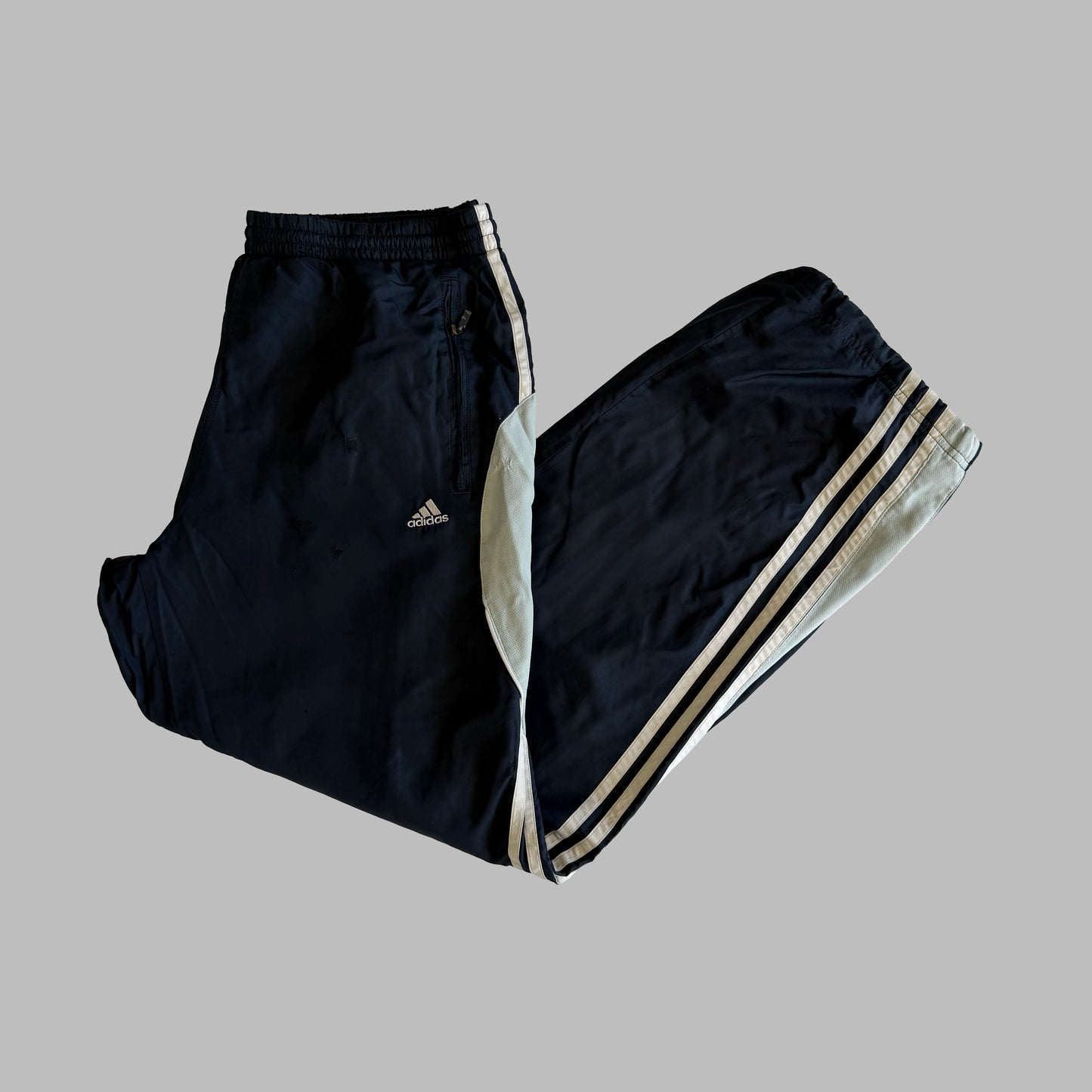 Y2K Adidas Three Stripe Baggy Track Pants - L