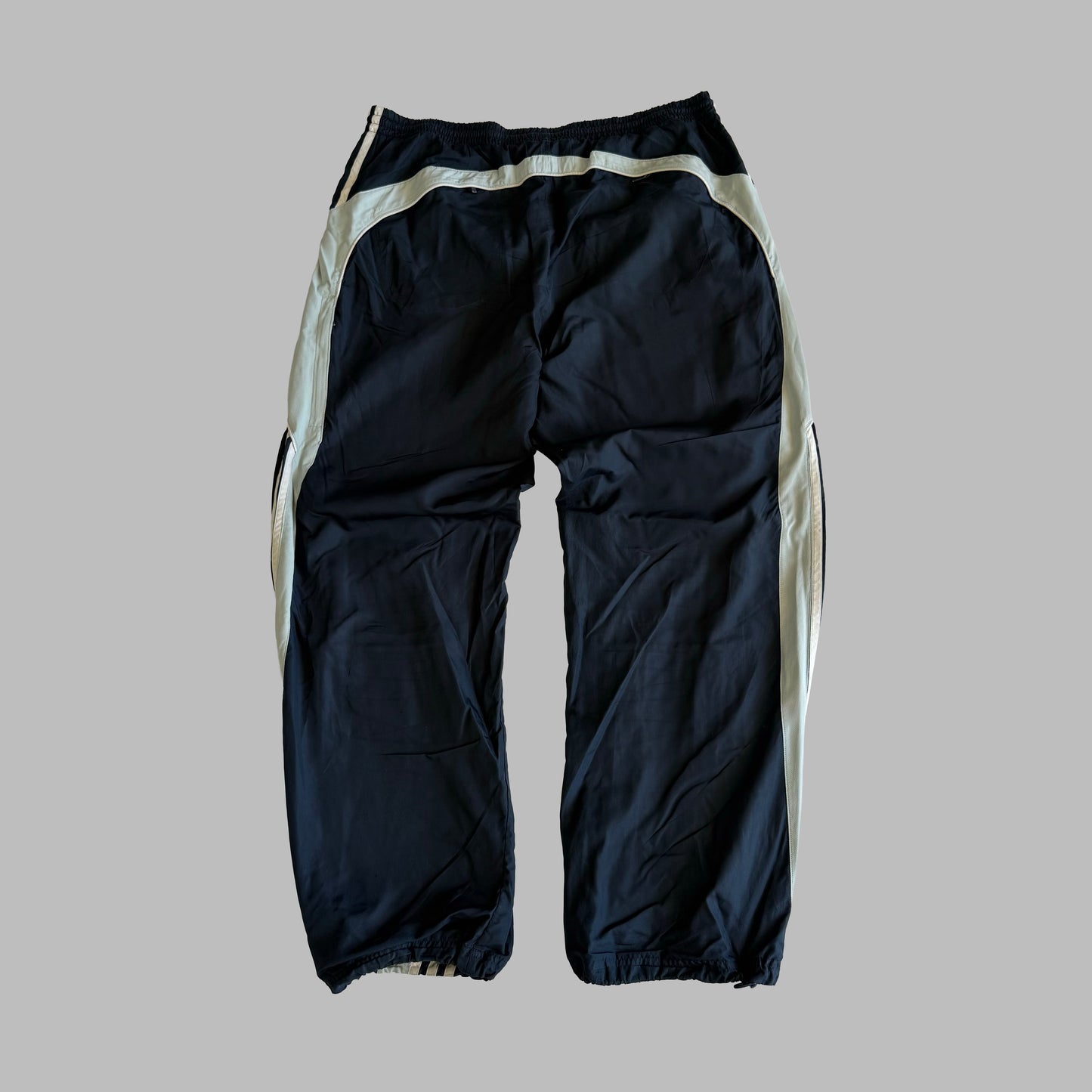Y2K Adidas Three Stripe Baggy Track Pants - L