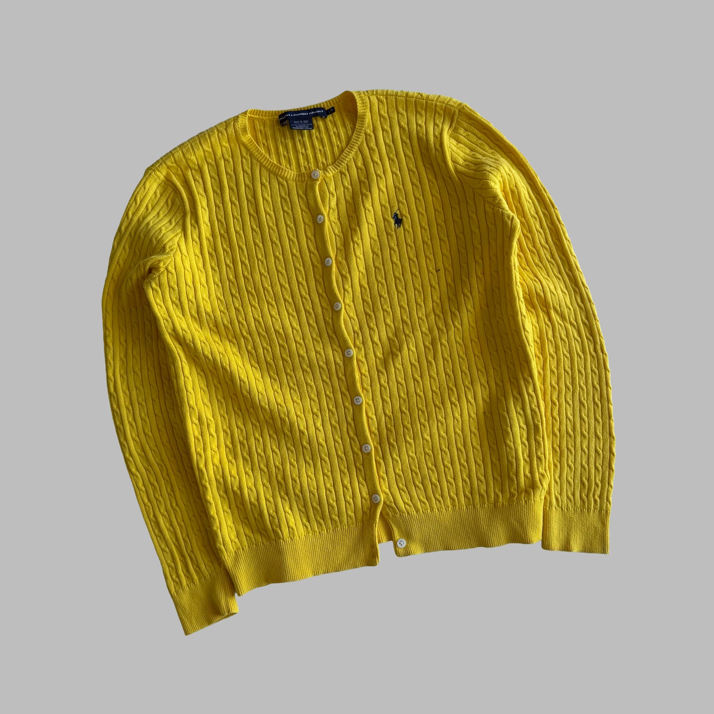 Y2K Polo Ralph Lauren Cable Knit Cardigan - L