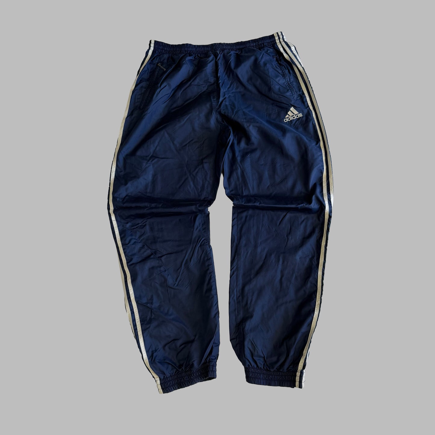 90s Adidas Three Stripe Parachute Track Pants - L