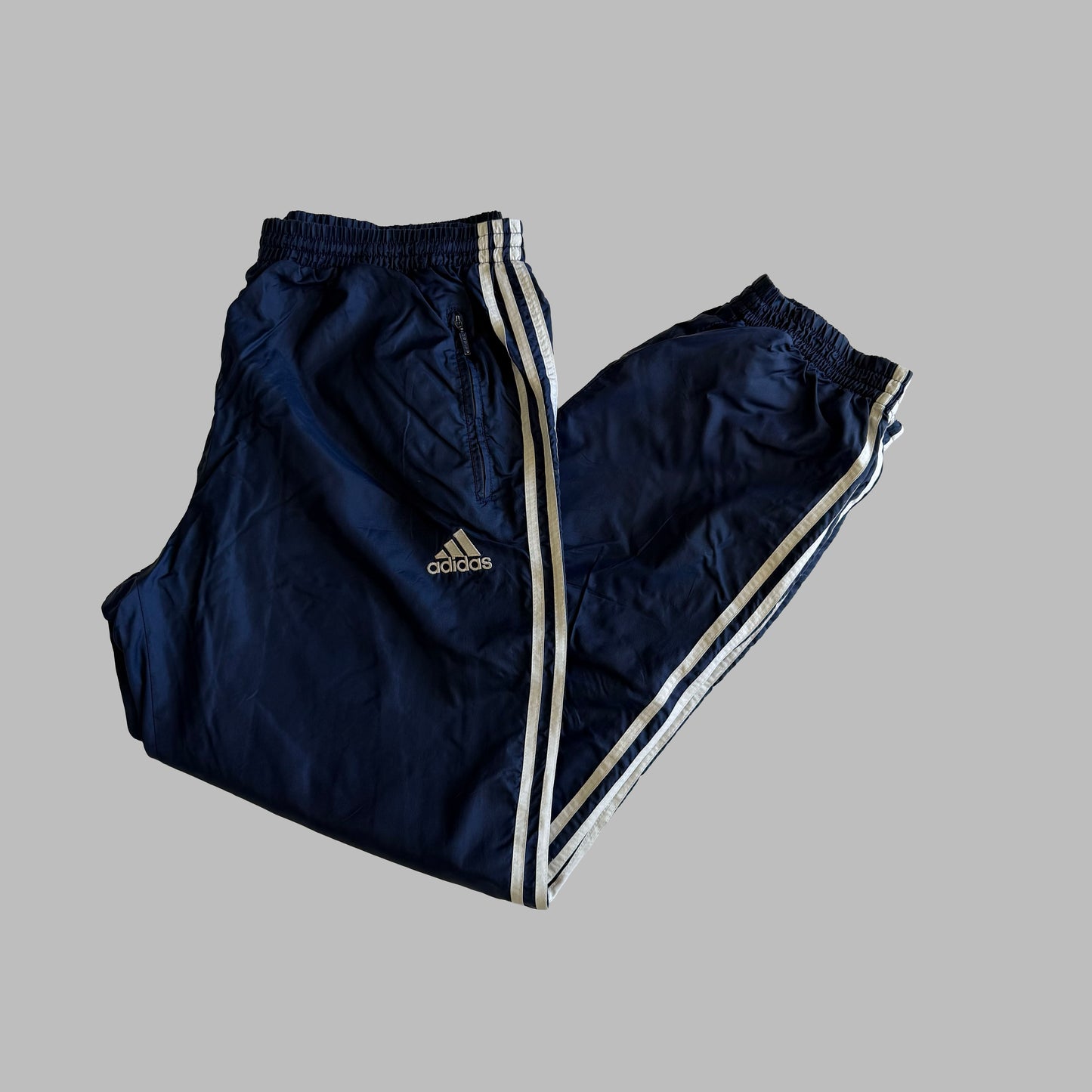 90s Adidas Three Stripe Parachute Track Pants - L