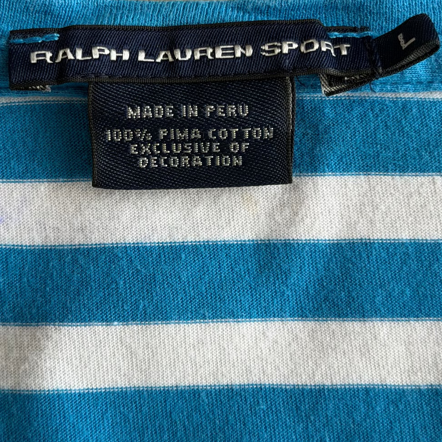 Y2K Ralph Lauren Striped Low Cut T-Shirt - L