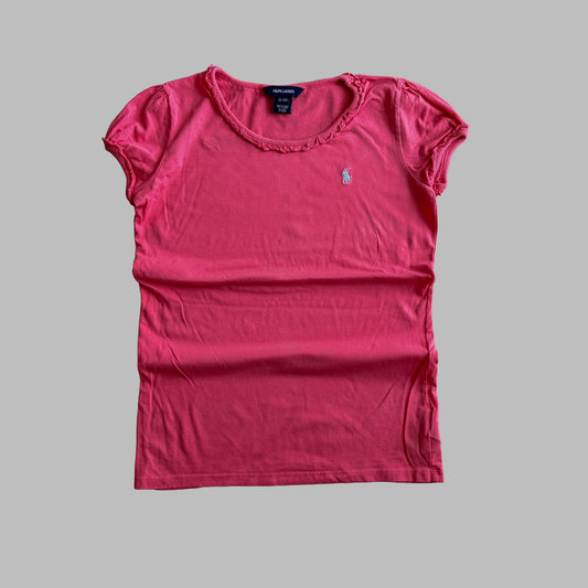 Y2K Ralph Lauren Ruffle Trim T-Shirt - L