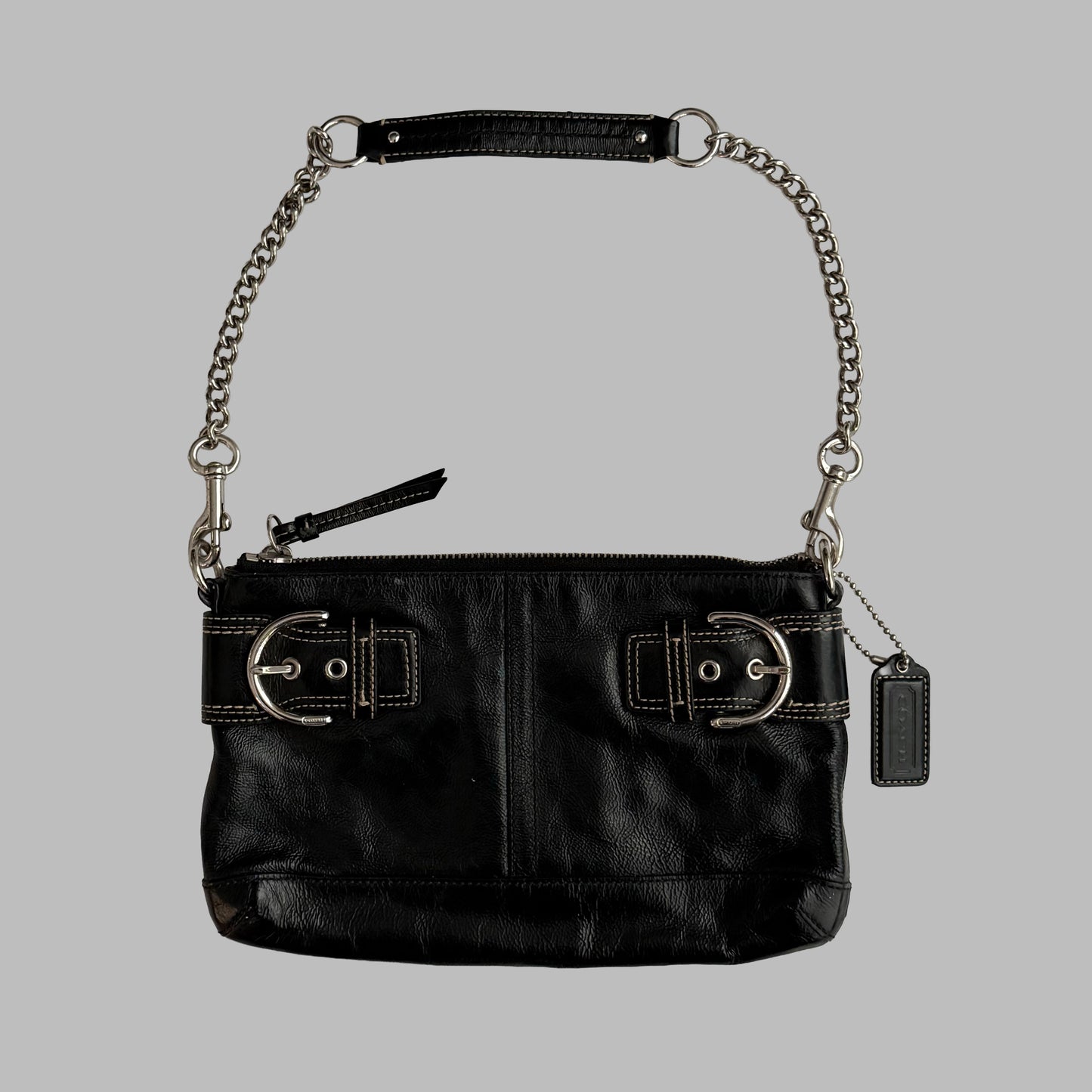 Y2K Coach Buckle Leather Shoulder Bag