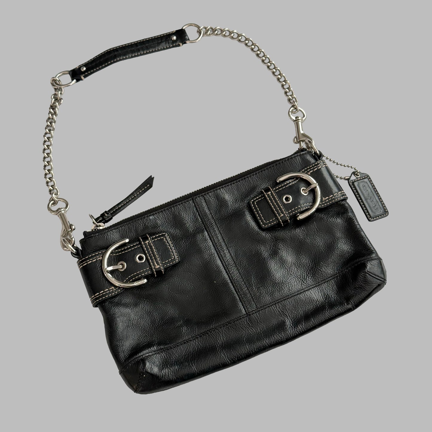 Y2K Coach Buckle Leather Shoulder Bag