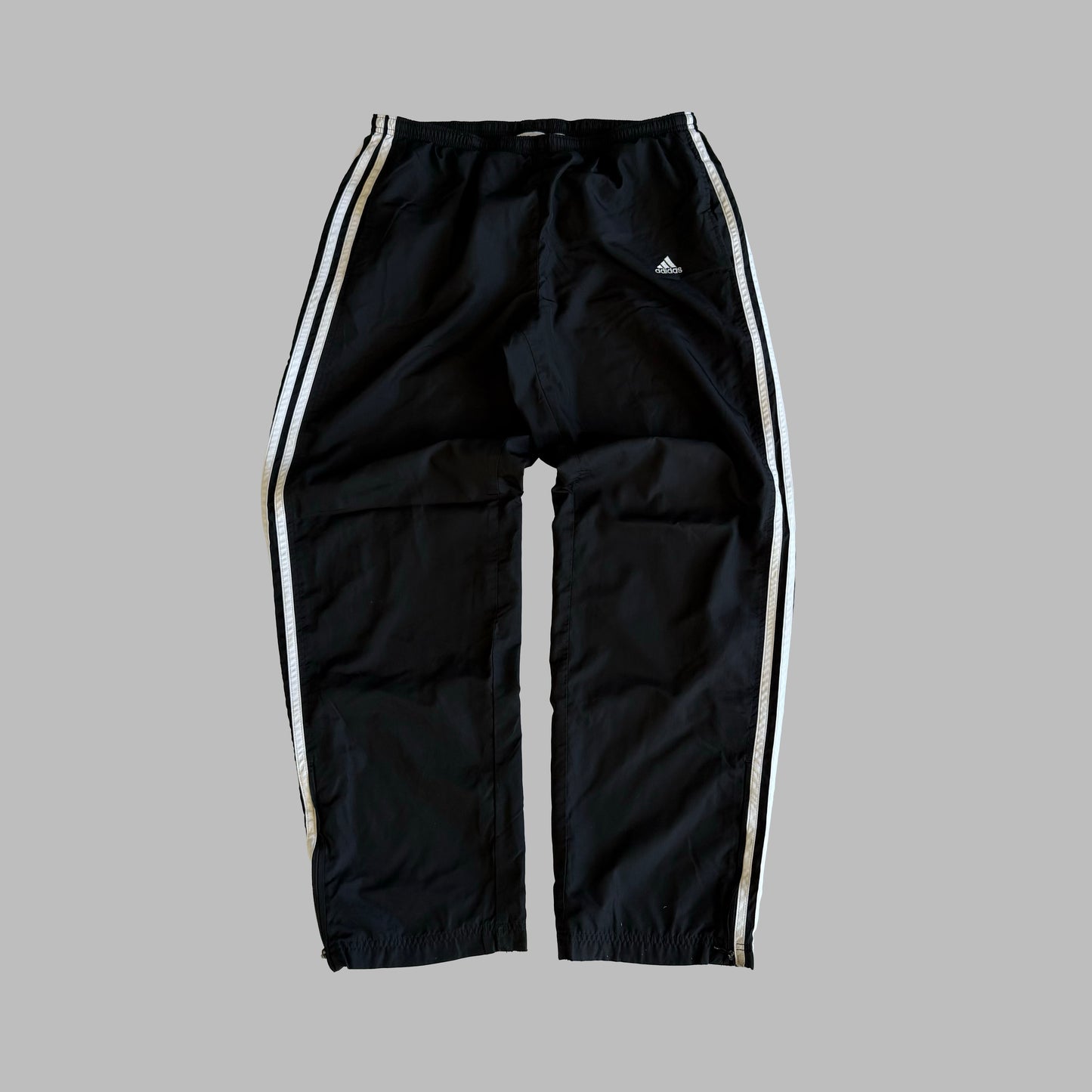 Y2K Adidas Three Stripe Wide Leg Track Pants - L