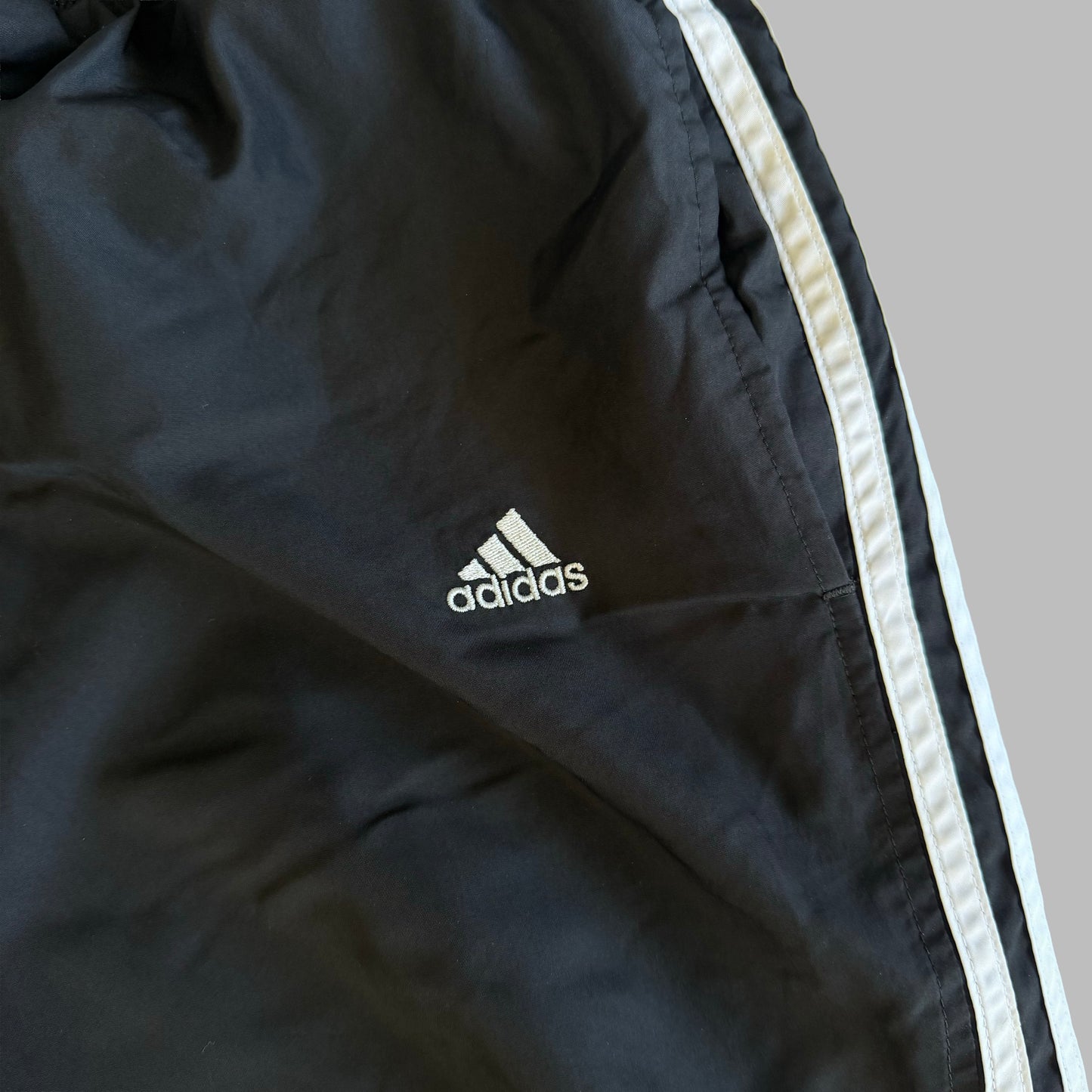 Y2K Adidas Three Stripe Wide Leg Track Pants - L