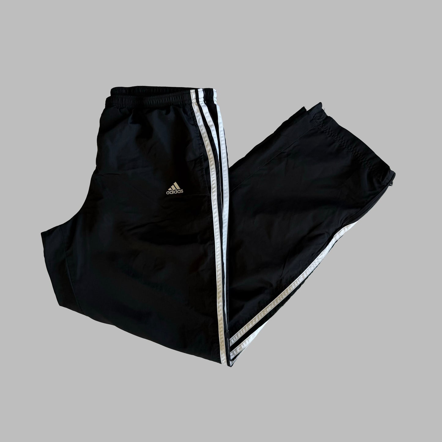 Y2K Adidas Three Stripe Wide Leg Track Pants - L