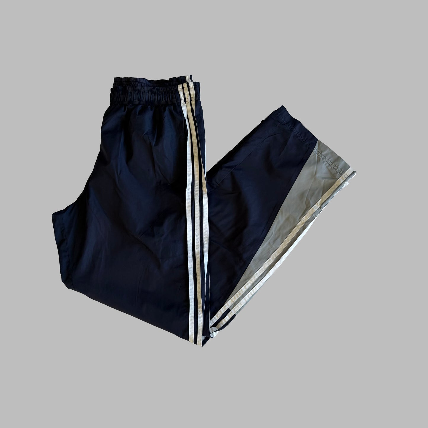 Y2K Adidas Three Stripe Wide Leg Track Pants - M