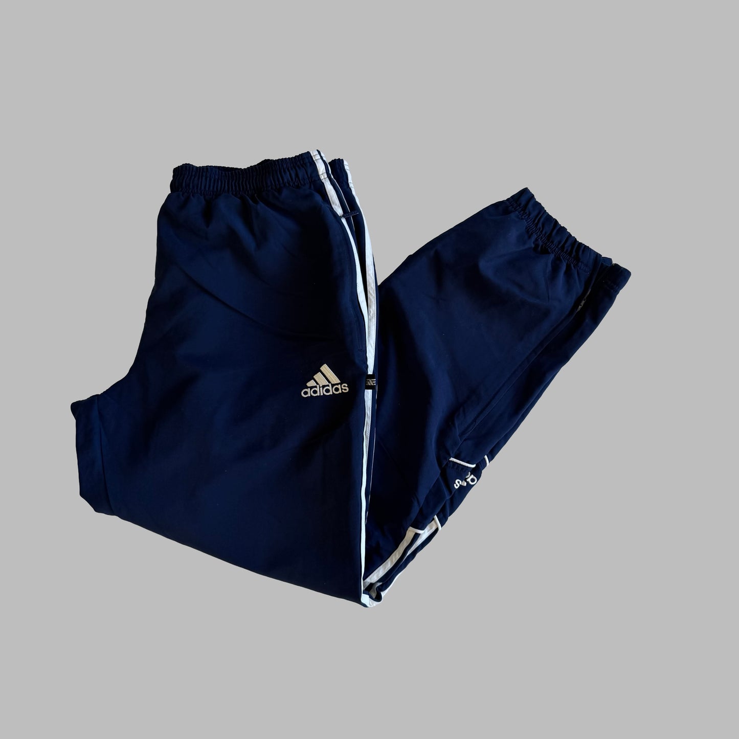 90s Adidas Three Stripe Parachute Track Pants - L