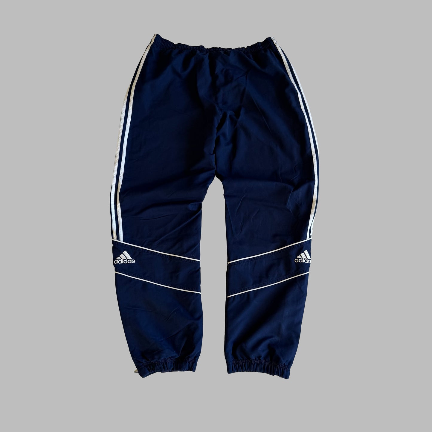 90s Adidas Three Stripe Parachute Track Pants - L