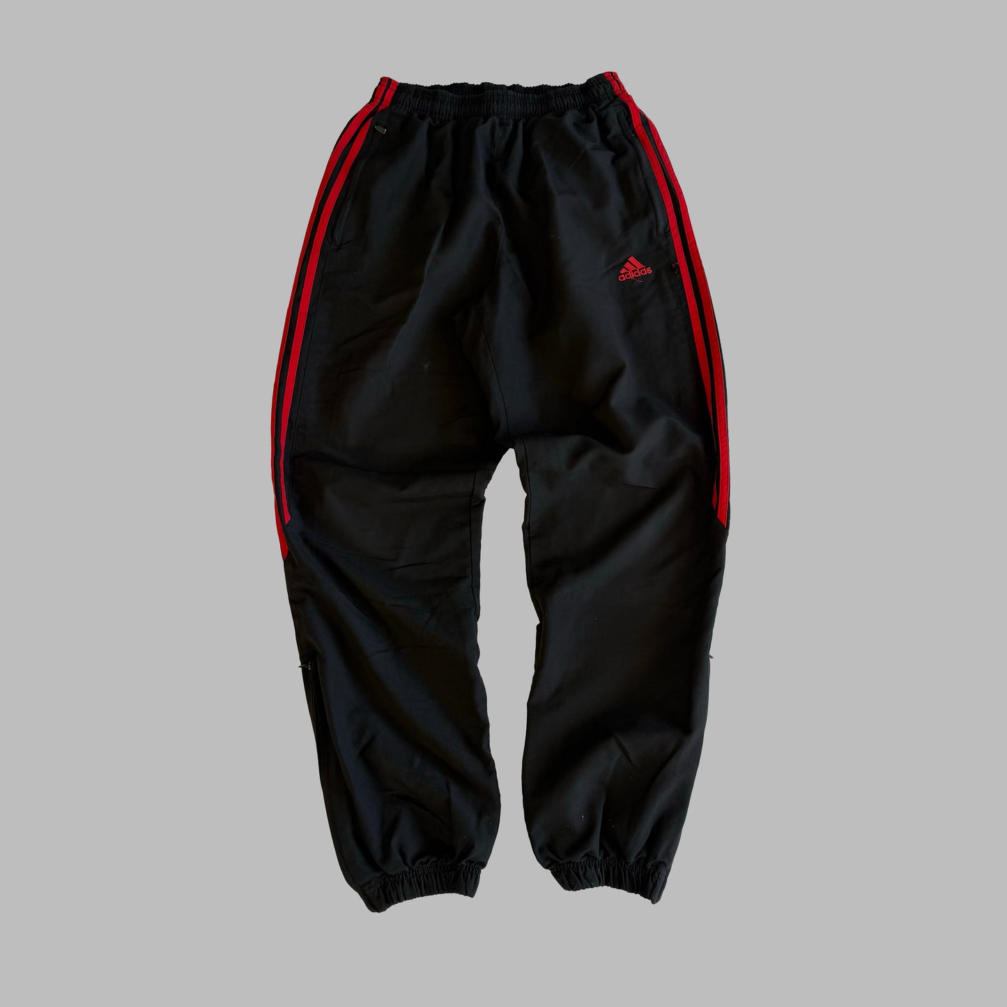 Y2K Adidas Three Stripes Baggy Track Pants - L
