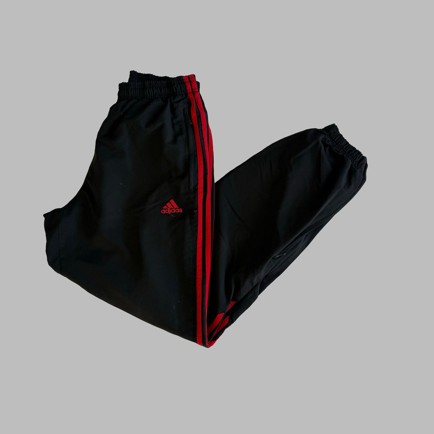 Y2K Adidas Three Stripes Baggy Track Pants - L