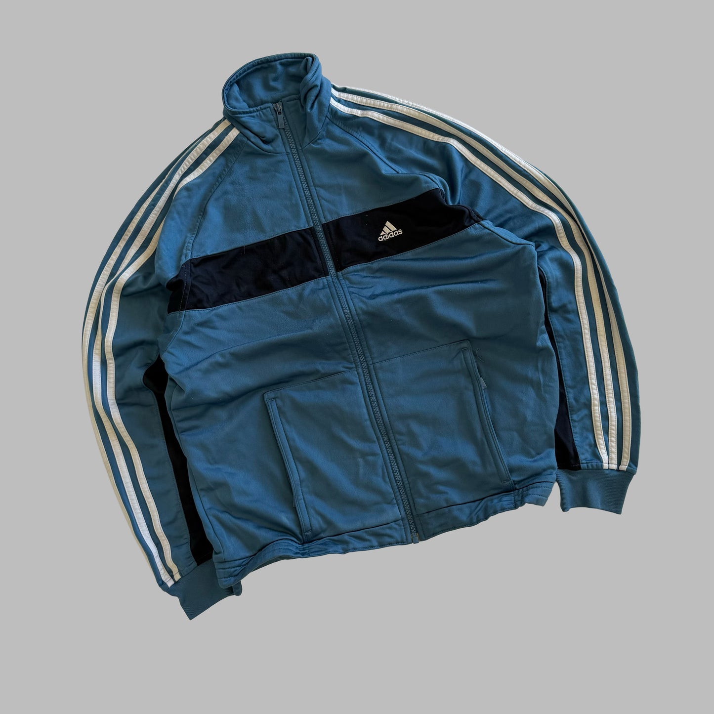 Y2K Adidas Three Stripe Track Jacket - M