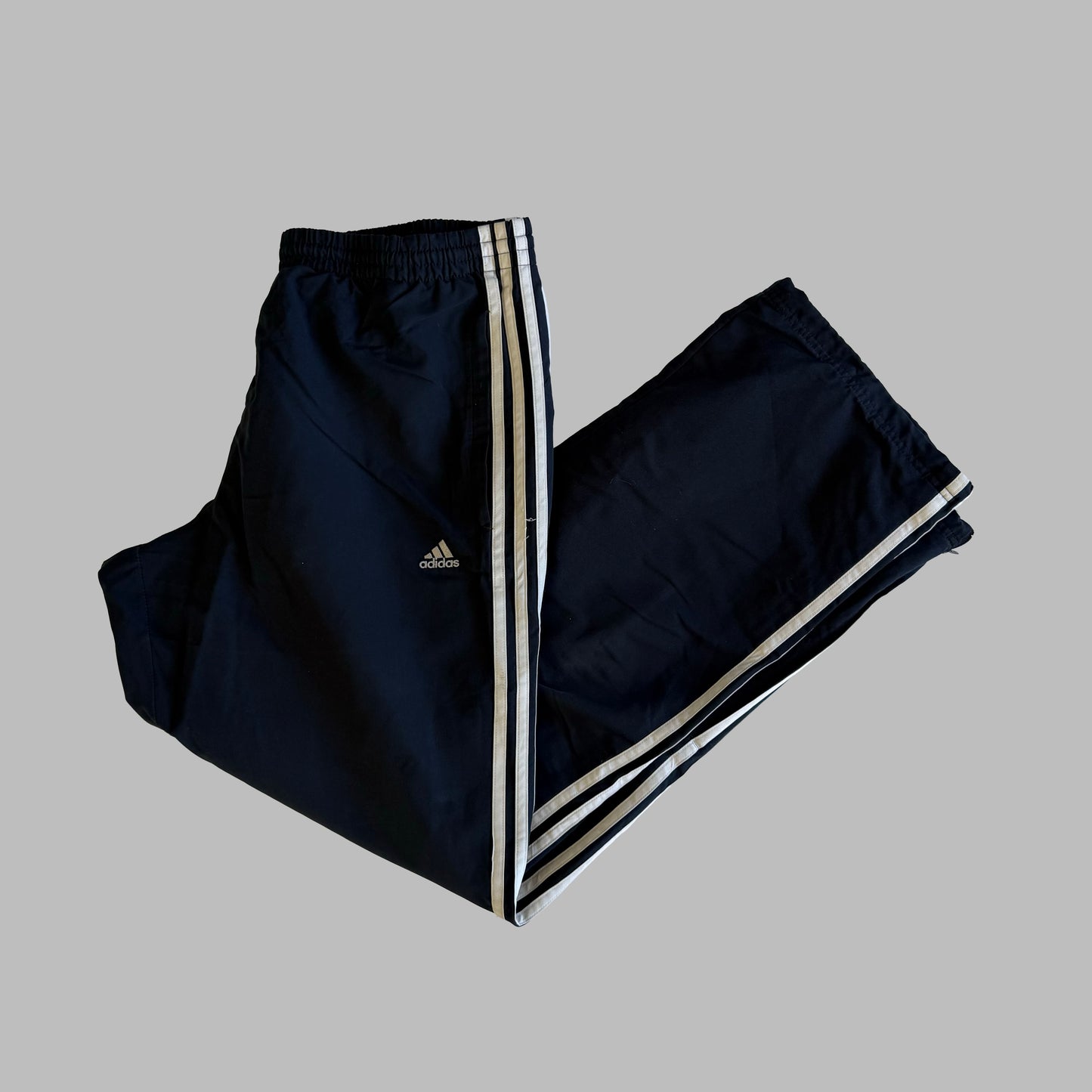 Y2K Adidas Three Stripe Straight Leg Track Pants - XL