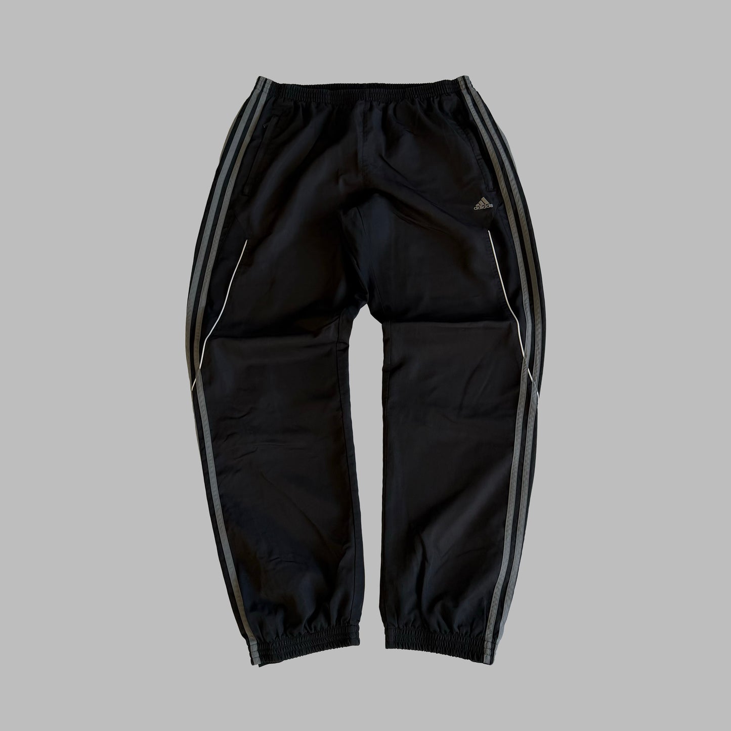 Y2K Adidas Three Stripe Baggy Track Pants - L
