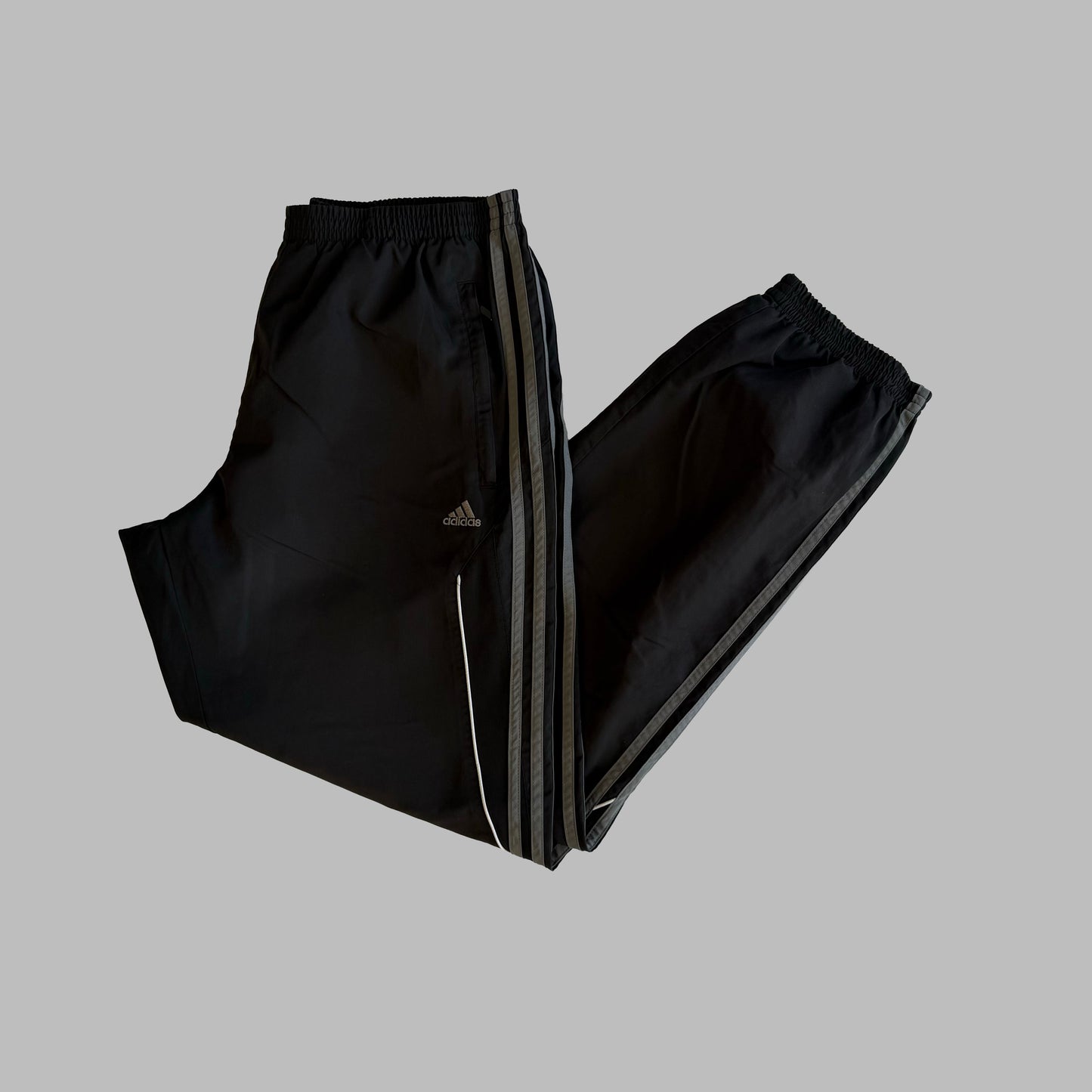 Y2K Adidas Three Stripe Baggy Track Pants - L
