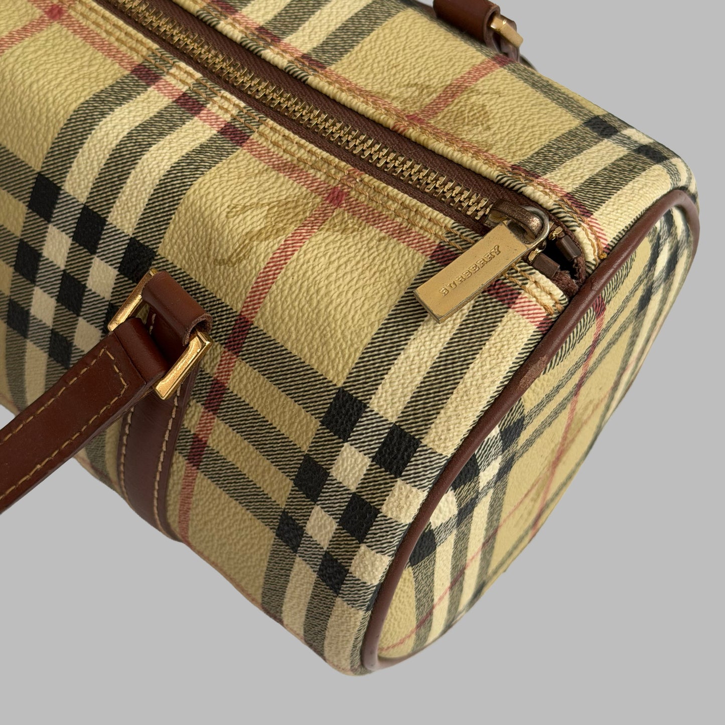 Y2K Burberry Nova Check Barrel Bag