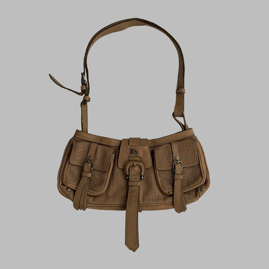 90s Burberry Western Rattan Shoulder Bag