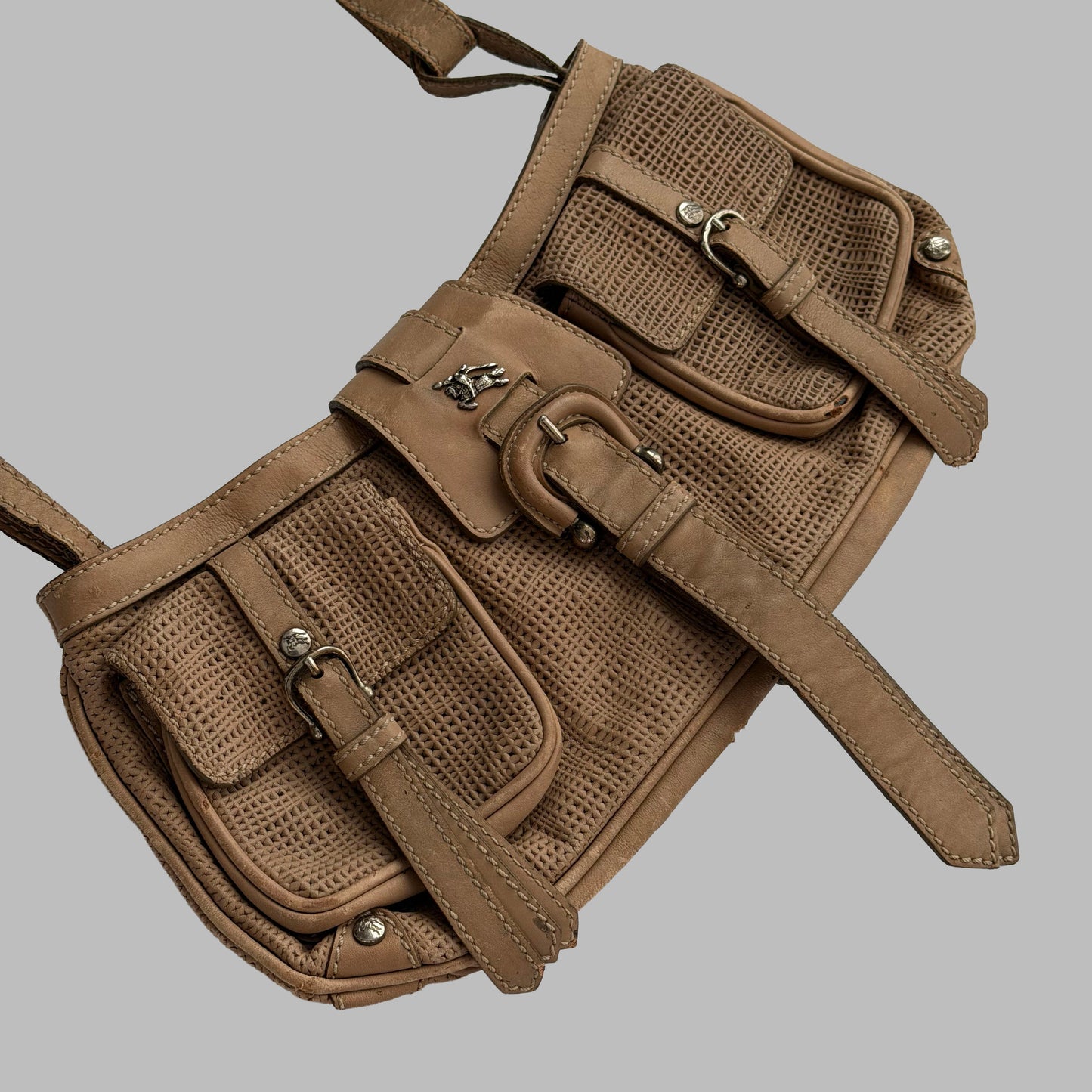 90s Burberry Western Rattan Shoulder Bag