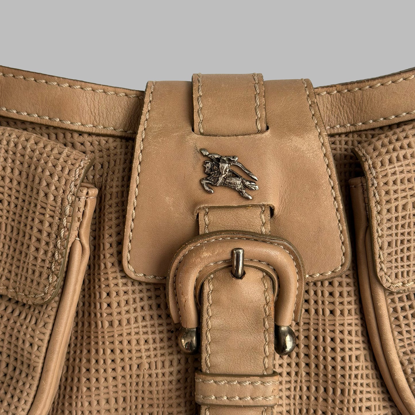 90s Burberry Western Rattan Shoulder Bag