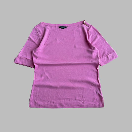 Y2K Ralph Lauren Boat Neck 3/4 Sleeve Top - M