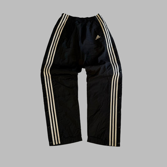 90s Adidas Three Stripe Wide Leg Popper Track Pants - L