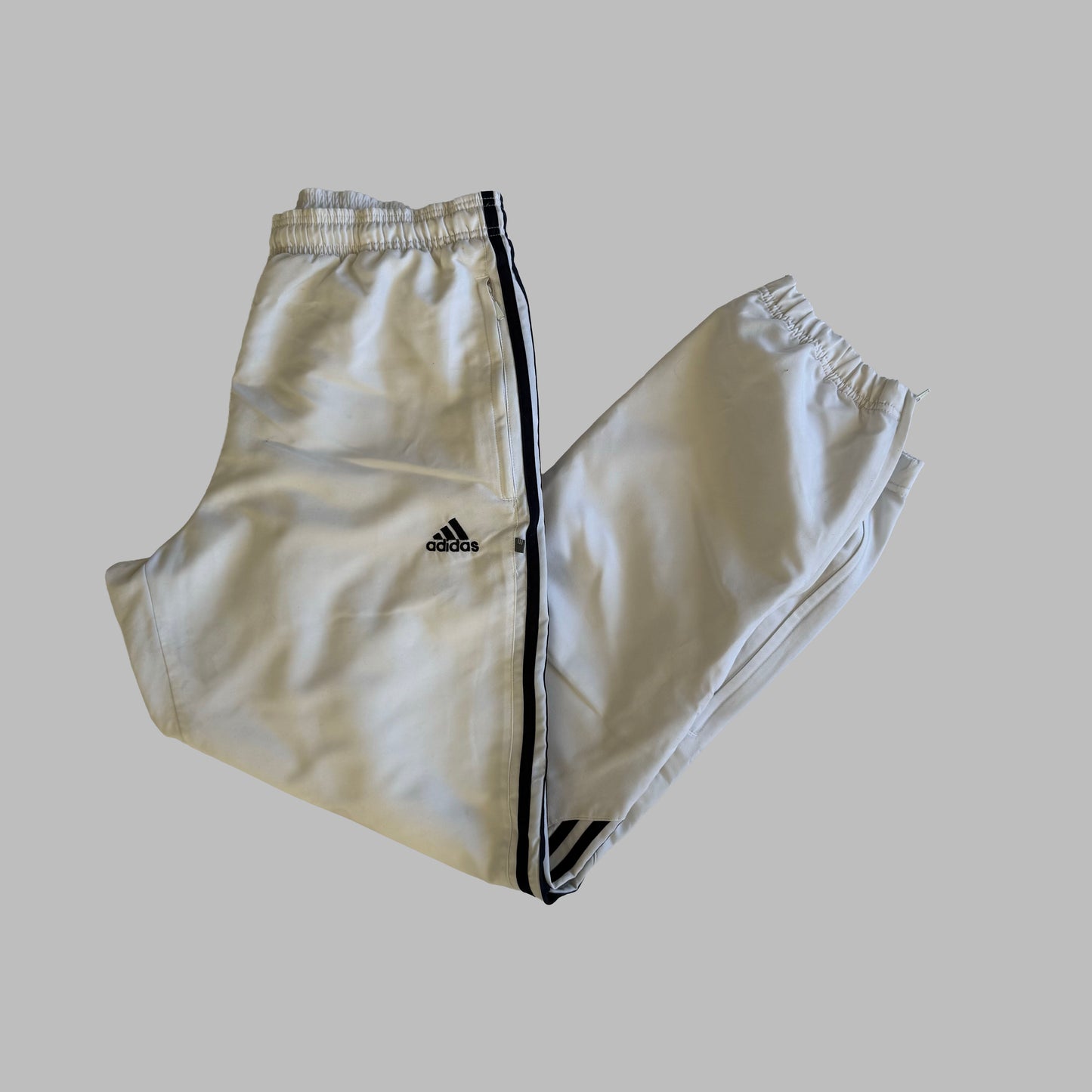 Y2K Adidas Three Stripe Baggy Track Pants - M